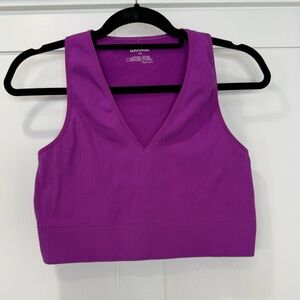 Garage Magenta‎ V-Neck Ribbed Crop Top